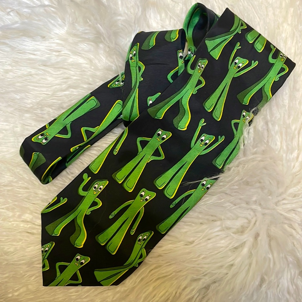 Vintage Gumby tie. 100% silk. 1995 Prema Toy Co. Ralph Marlin & Co.
